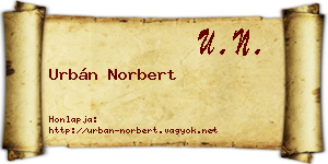 Urbán Norbert névjegykártya