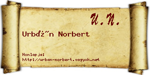 Urbán Norbert névjegykártya